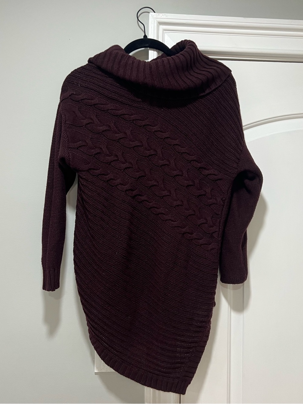New York & Company Asymmetric Cowl Neck Sweater - Plum